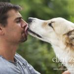 Photo of dog kissing his owner