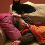 Cat and boy sleeping photograph in Loudoun County VA
