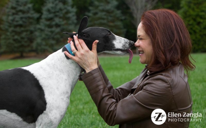 Photo of dog kissing her owner by Ellen Zangla Photography in Loudoun County VA