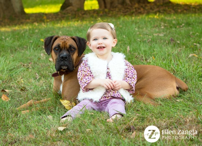 Photo of little girl and her dog by Ellen Zangla Photography in Leesburg VA