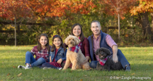 Family photo with dogs in Loudoun County VA by Ellen Zangla Photography