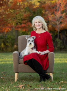 Photo of a woman and her dog taken by Ellen Zangla Photography in Loudoun County, VA.