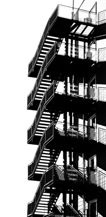 Graphic image of a staircase in Italy.