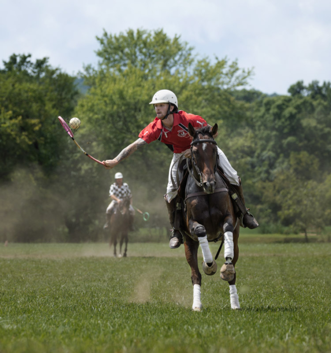 Polocrosse rider about to score in Northern VA.
