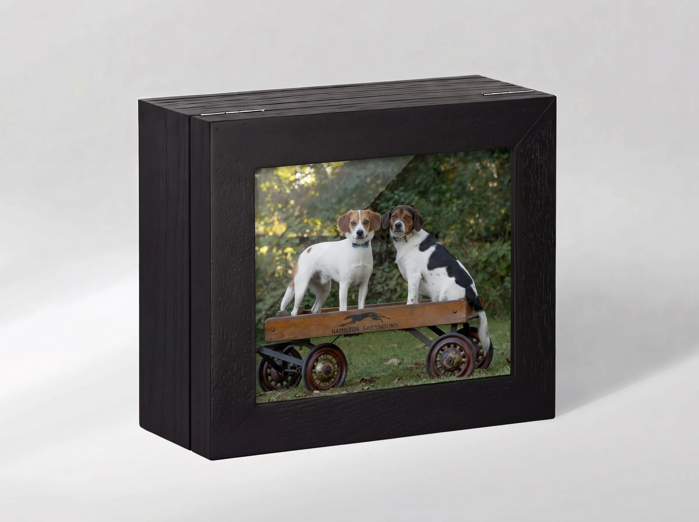 Front of portrait box with photo inserted
