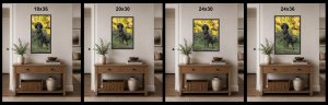 Example of how different size photos work in a room.